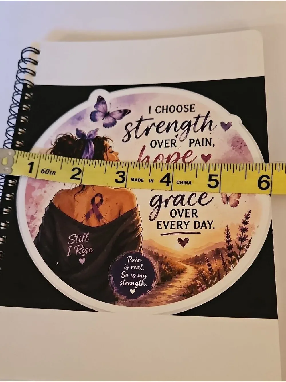 Chronic Illness Warrior Spiral Journal Purple Ribbon Pain Awareness Notebook 8x6
